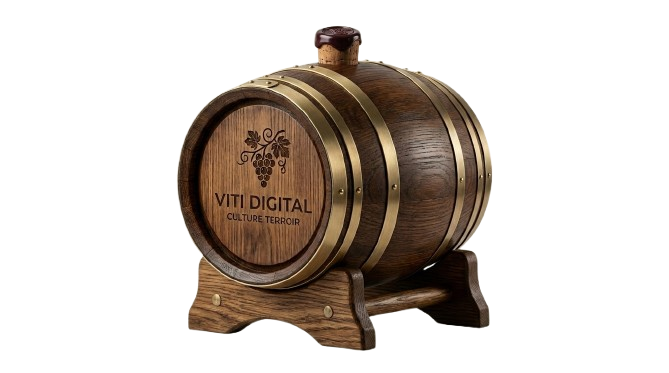Création de site internet pour domaine viticole. Icône de tonneau de vin pour la création de site web de vigneron par VitiDigital.